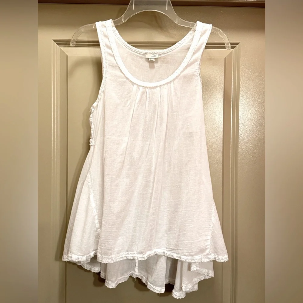 Anthropologie Odille White Cotton Flowy Top size S - Picture 3 of 13